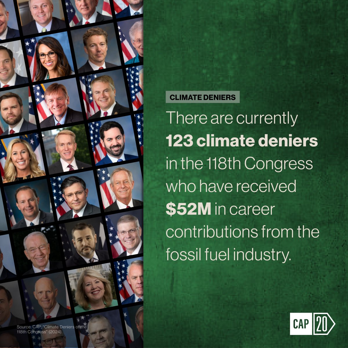There are currently 123 climate deniers in the 118th Congress who have received over $52M in career fossil fuel contributions. It's time to hold these lawmakers accountable for their allegiance to Big Oil &amp; demand policies that prioritize climate action.
americanprogress.org/article/climat…
