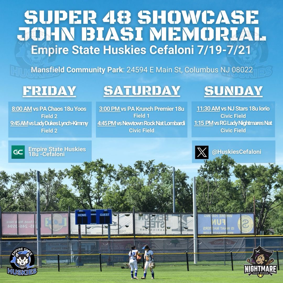 Ready for a great weekend! Here is my schedule! <a href="/EStateHuskies/">Empire State Huskies</a> <a href="/HuskiesCefaloni/">Empire State Huskies 18U Cefaloni</a>