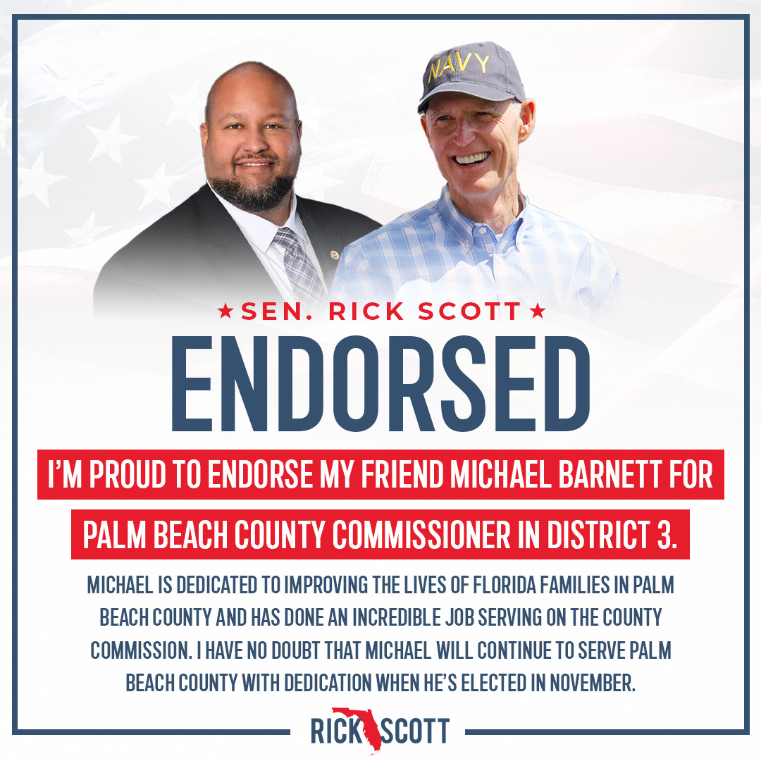 Palm Beach Commissioner Michael Barnett is dedicated to improving the lives  of Florida families in Palm Beach County and I have no doubt he will  continue to serve Palm Beach with dedication.