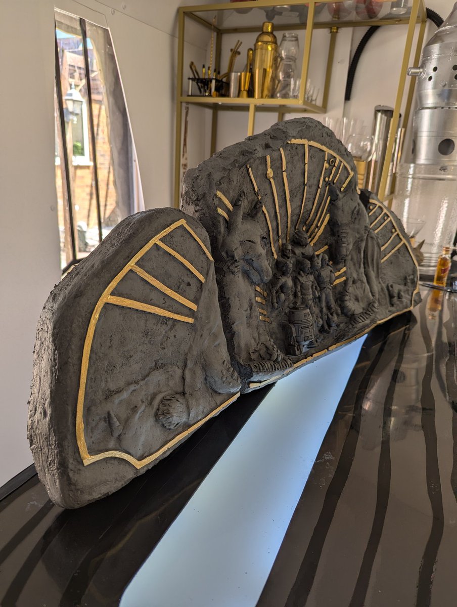 Chaptersofches's tweet photo. New prop finished.
Ghost Crew Spectre Mural from Star Wars Rebels but in a 3D "Aged Stone" look. Casts in urethane foam. Standard stone version or gold accents.
#StarWarsRebels #Ghostcrew #Spectresmural #EzraBridger #PropMaker #SabineWren #Lothal https://t.co/RHkhPFjY5A