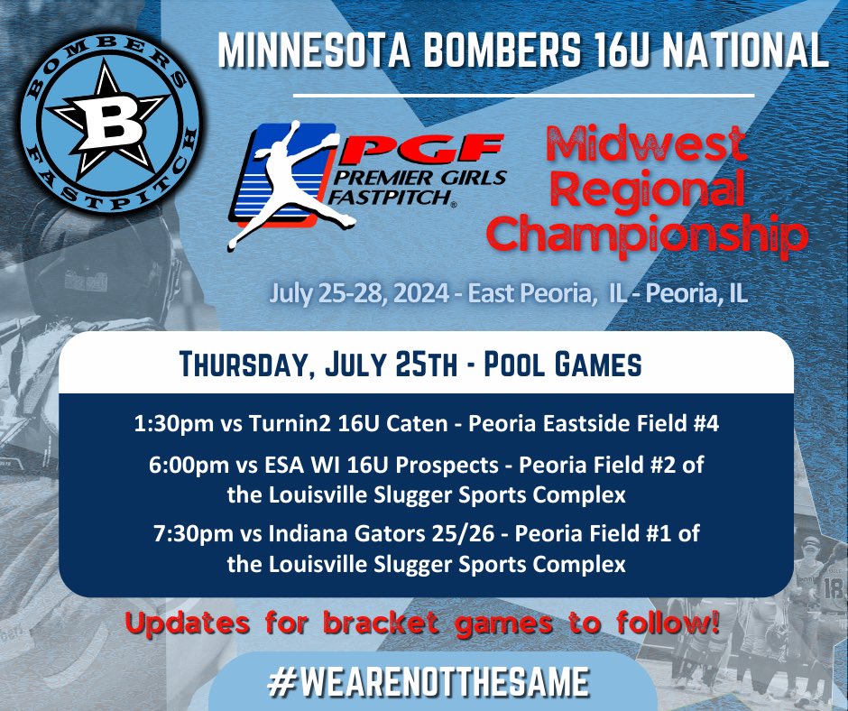 Minnesota Bombers 16U National (@mnbombers2007) on Twitter photo Gearing up for the final tournament of the season. See you in Peoria! <a href="/MnBombers/">Minnesota Bombers</a> <a href="/bombers_fp/">Bombers Fastpitch</a> <a href="/PGFnetwork/">PGF</a> <a href="/sluggerFP/">Louisville Fastpitch</a> <a href="/sluggernation/">Louisville Slugger</a> Gearing up for the final tournament of the season. See you in Peoria! <a href="/MnBombers/">Minnesota Bombers</a> <a href="/bombers_fp/">Bombers Fastpitch</a> <a href="/PGFnetwork/">PGF</a> <a href="/sluggerFP/">Louisville Fastpitch</a> <a href="/sluggernation/">Louisville Slugger</a>
