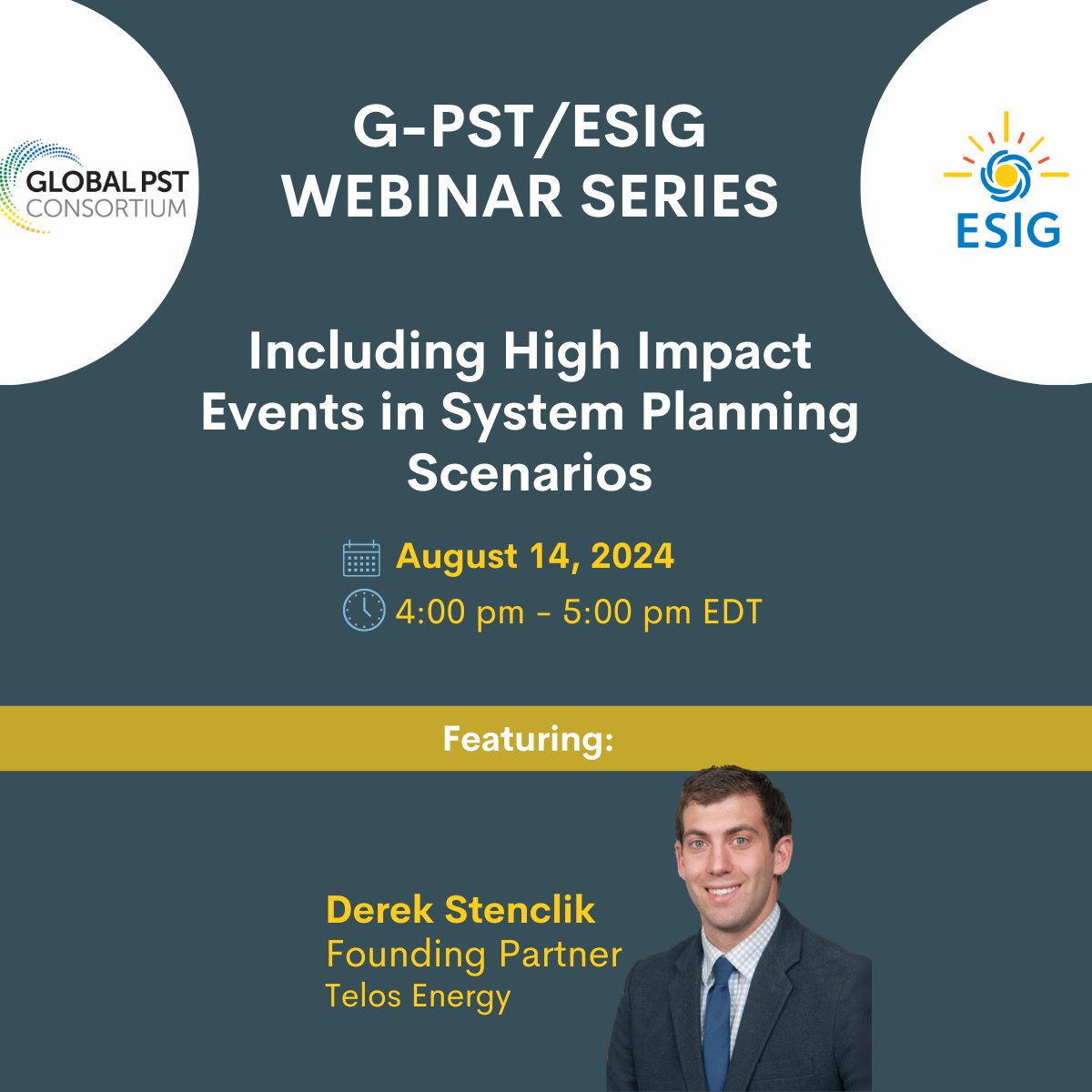 🌍UPCOMING G-PST/ESIG WEBINAR🌍

"Including High Impact Events in System Planning Scenarios"

🗓️August 14, 2024
⏰4:00 PM Eastern US Time

Featuring Derek Stenclick, Founding Partner, Telos Energy

cc: <a href="/Global_PST/">Global Power System Transformation Consortium</a> 

Learn More and Register 👉uvig.webex.com/weblink/regist…
