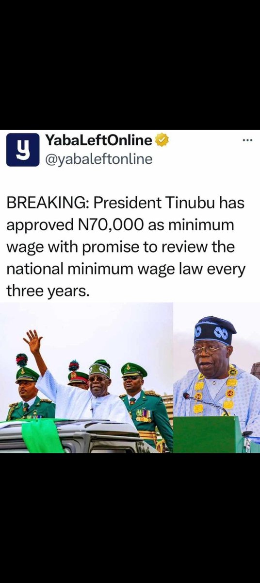 UtomudoVictor's tweet photo. "Breaking: President Bola ahmed tinubu approves 70,000 as new minimum wage " https://t.co/pqnfyFgMjx