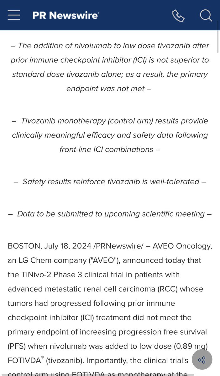 Toni Choueiri, MD (@drchoueiri) on Twitter photo #TiNivo2 results are out —adding PD1 inhibitor nivolumab simply does not help after rechallenge /progression on prior immunotherapy. Time to follow level 1 evidence! <a href="/PRNews/">PRNEWS</a> <a href="/TargetedOnc/">Targeted Oncology</a> <a href="/OncLive/">OncLive.com</a> <a href="/kidneycan/">KidneyCAN</a> <a href="/KidneyCancer/">Kidney Cancer</a> <a href="/Uromigos/">Uromigos</a> <a href="/OncBrothers/">Oncology Brothers</a> —implications beyond renal cancer ? #TiNivo2 results are out —adding PD1 inhibitor nivolumab simply does not help after rechallenge /progression on prior immunotherapy. Time to follow level 1 evidence! <a href="/PRNews/">PRNEWS</a> <a href="/TargetedOnc/">Targeted Oncology</a> <a href="/OncLive/">OncLive.com</a> <a href="/kidneycan/">KidneyCAN</a> <a href="/KidneyCancer/">Kidney Cancer</a> <a href="/Uromigos/">Uromigos</a> <a href="/OncBrothers/">Oncology Brothers</a> —implications beyond renal cancer ?