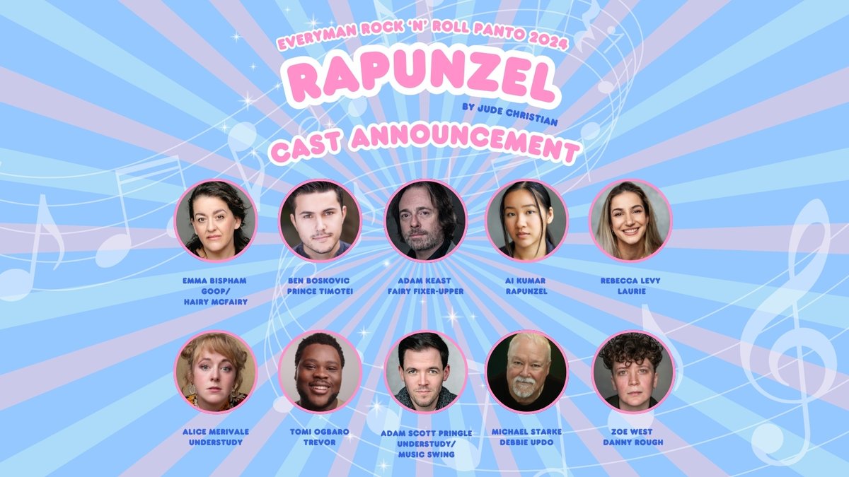LivEveryPlay's tweet photo. Our awesome Rock ‘n’ Roll panto cast is here! Featuring familiar friends: @BisphamEmma (Goop, Hairy McFairy), Adam Keast (Fairy Fixer-Upper), @rebeccalealevy (Laurie), Tomi Ogbaro (Trevor), @AdamSPringle (Understudy, Music Swing), 
[1/5] https://t.co/1WiUAl37uL