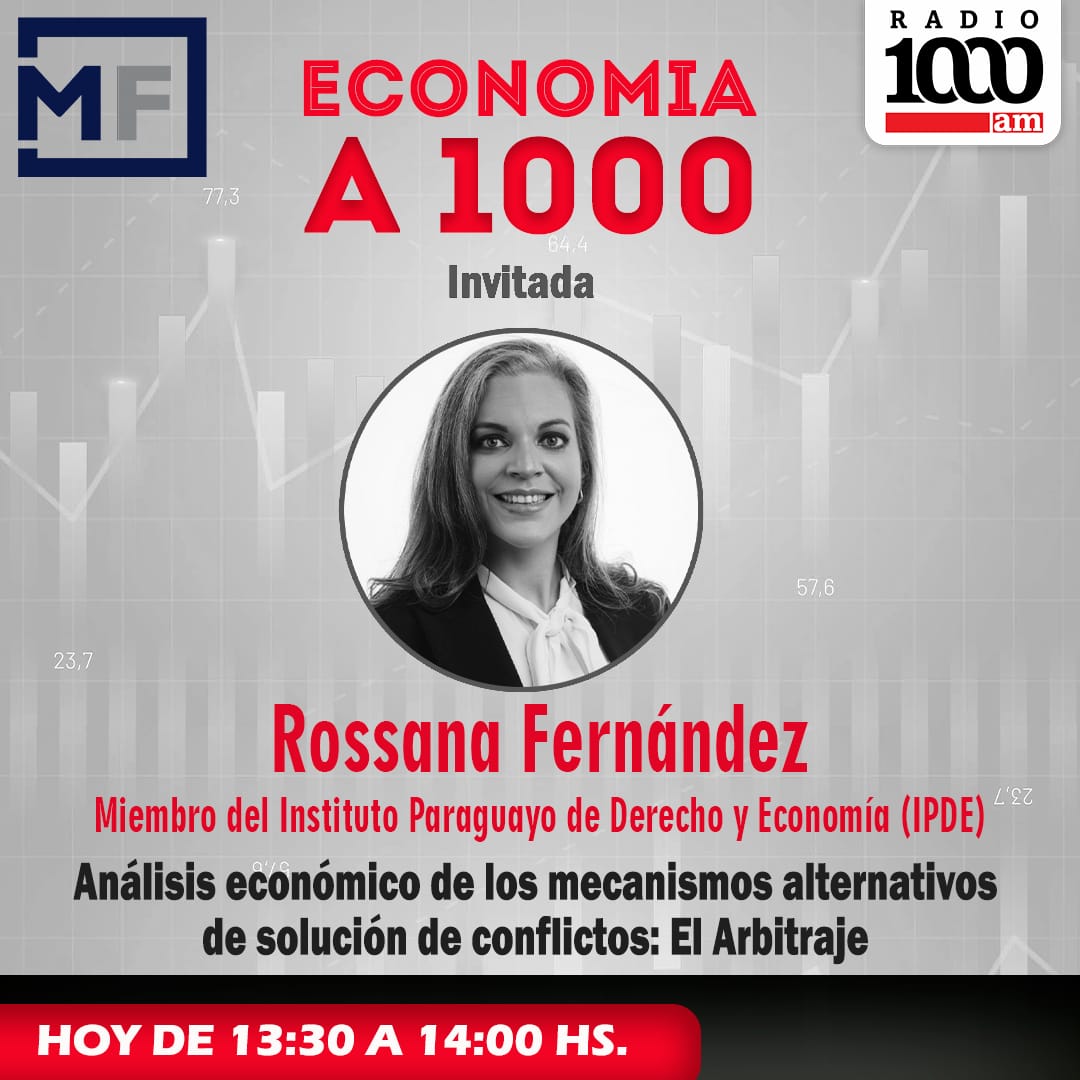 ‼️ Hoy, en #EconomíaA1000 conversaremos con Rossana Fernández del <a href="/IPDEpy/">Instituto Paraguayo de Derecho y Economía</a> 

📣 Seguí el programa‼️                       
🎙️ 1000noticias.com.py       

📺 Canal 27 Tigo Star 

📲 0994 674 000