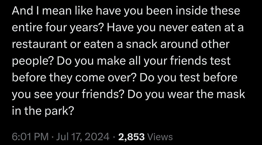People cannot fathom that disabled, high-risk &amp; immunocompromised people have been forced to isolate since 2020

And instead of developing a modicum of empathy or taking the chance to learn current info on covid, they just harass disabled strangers online

This planet is very fun