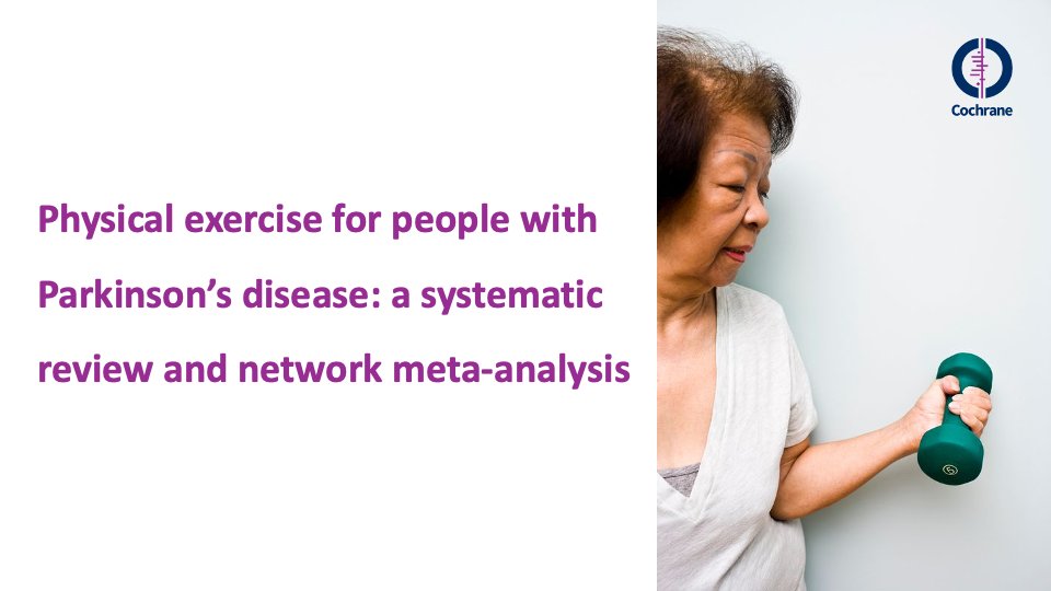 CochraneNursing's tweet photo. In people with #ParkinsonsDisease(#PD), #physicalexercise (e.g.,#dance, #gait/#balance/#functional training, or #aquabased training) can improve movement &amp; #QoL. This #networkmetaanalysis synthesizes the results of 154RCTs https://t.co/ITZr8rUI0f
@CochraneLibrary @CochraneNursing https://t.co/Pz28kkAp6J
