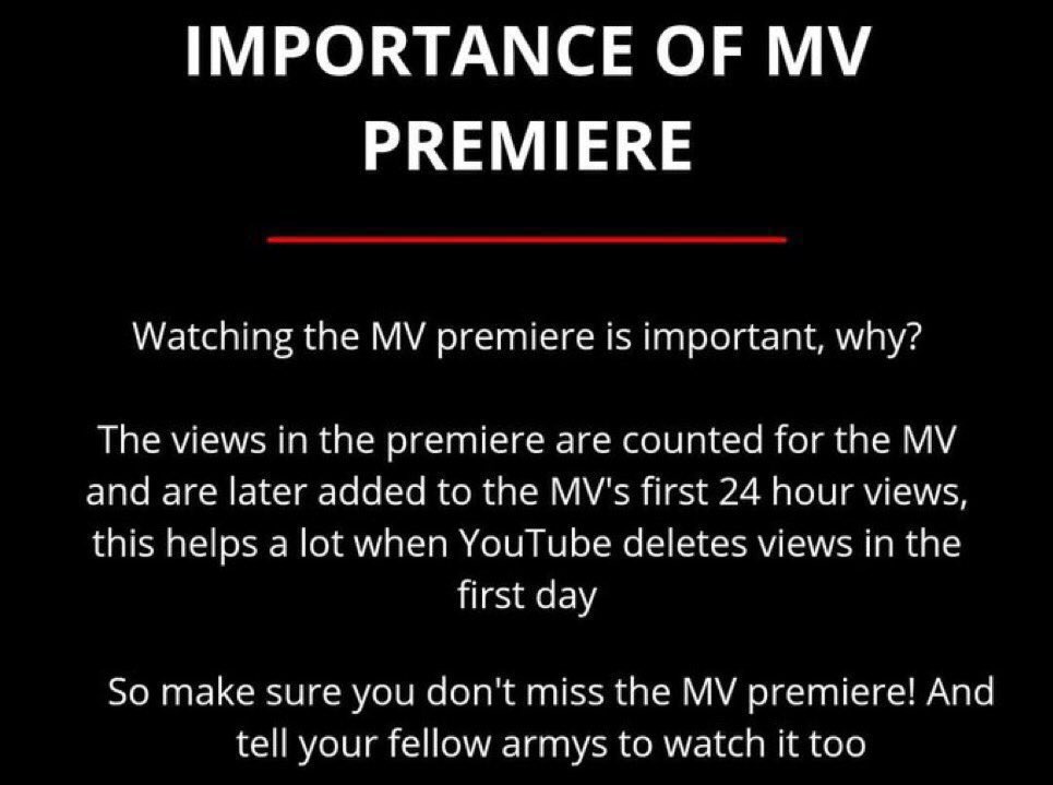 93miyoongiw's tweet photo. ‼️ATENÇÃO AQUI ‼️

A IMPORTÂNCIA DA  ESTREIA DO MV:

Assistir a estreia do MV é importante porque as visualizações na estreia são contabilizadas para o MV e são adicionadas nas visualizações das primeiras 24H do MV, isso ajuda muito quando o YouTube excluí visualizações no https://t.co/qxPzpHnOTB