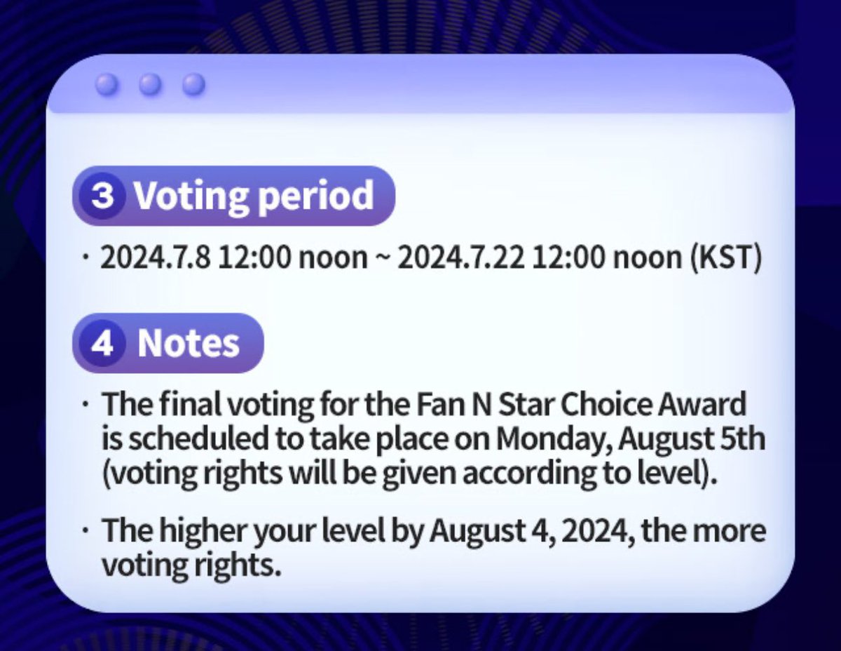 AT DAHIL ACTIVE ANG LAHAT, VOTE ON FANNSTAR MGA BADETH! 

• WATCH 40 ADS
• COMPLETE DAILY MISSIONS TO EARN YELLOW STARS AND G+POINTS
• DROP 200 YELLOW STARS TODAY TO GAIN 4 G+POINTS
• CREATE MORE ACCS (2-3 ADVISABLE) AND RANK UP ATLEAST BRONZE EACH

📎en.fannstar.tf.co.kr/rank/view/star