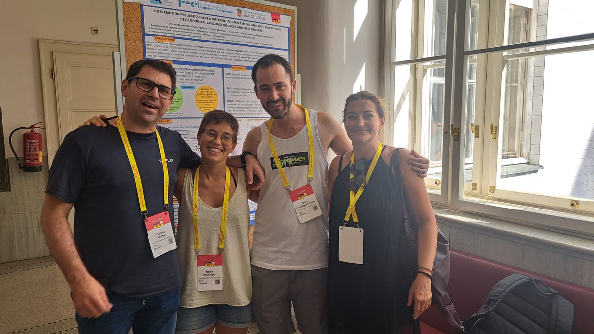 grecil_lab's tweet photo. 🧑🏼‍🏫 Oriol Verdaguer-Ribas has presented the poster titled "Does emotion regulation have a differential impact on children with and without #DLD and their mothers?" in collaboration with @Mari_Aguilera_
@Nadiahufinger, Coral Mayo, @LlorencAndreu &amp; @MnicaSanzTorren #IASCL2024 https://t.co/NHA7ln1FQj