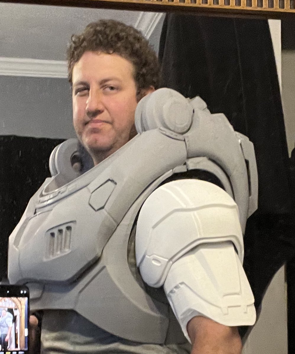 BuzzKnightyear's tweet image. Oh yeah, this will do! Need a gasket around the arm hole still. Mobility is severely limited in this chest rig, no matter what. I may need a long straw to drink at the tailgate on Nov. 2nd