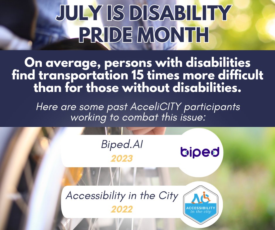 LeadingCities's tweet photo. Did you know that July is Disability Pride Month? 🌟 At Leading Cities, we are committed to addressing this issue and celebrating innovative solutions. That's why  we’re spotlighting two past AcceliCITY participants making a difference: #bipedAI and #accessibilityinthecity https://t.co/AdFY6Lp0QQ