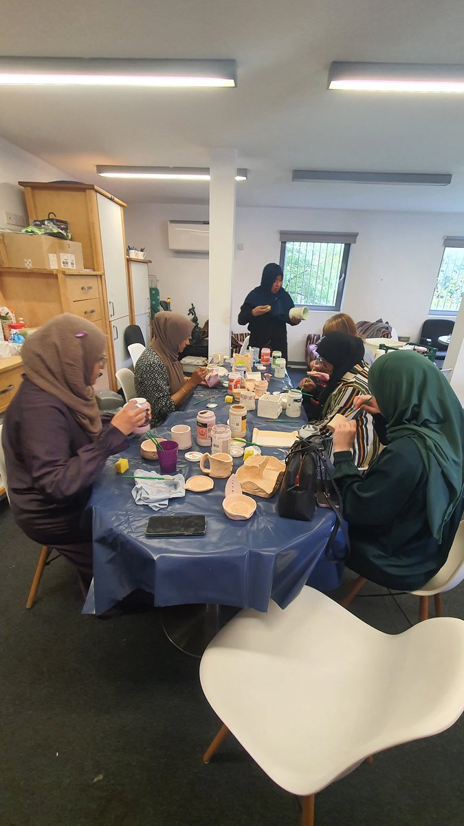SBInterCentre's tweet photo. Wrapping up our final ceramics session today! It has been an incredible journey watching our participants create and enjoy every moment.🎨✨#CeramicsWorkshop #CreativeJourney #HandmadeArt #LastSession #CraftCommunity #ArtLovers https://t.co/aZgglai3wR