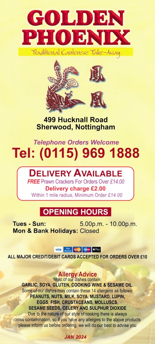 Menulation's tweet photo. Latest #menu now on site for Golden Phoenix #Cantonese #takeaway in Sherwood #Nottingham - https://t.co/HtyQOKWnJH #chinesefood #delivery #food Great value set dinners available, large choice of over 150 dishes, house specials including Wandering Dragon, Happy Paradise &amp; more.. https://t.co/L6xEA7DVGV