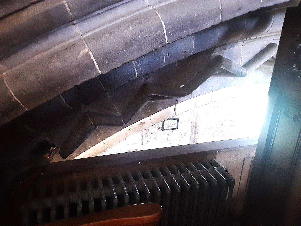 StDavCathLib's tweet photo. #ThrowbackThursday to 1180s when chevroned nave arches &amp; triforium built in @StDavidsCath 
&amp; to 1340s when Henry de Gower built screen &amp; current organ loft 
- so that organist @laurencejohn97 could show @BritArchAssoc members his place of work amidst glorious medieval chevrons. https://t.co/f5EWjysL2n