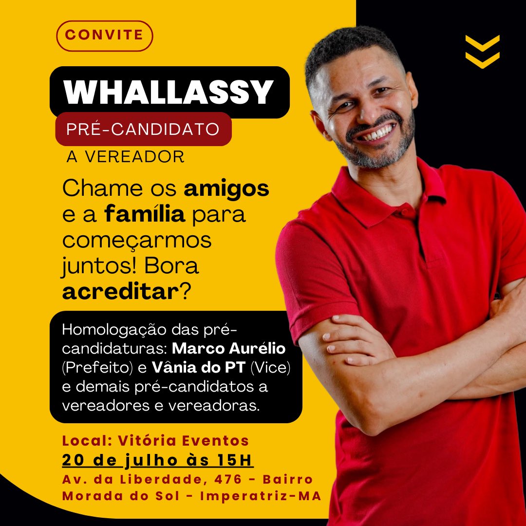 Minha Pré-candidatura será homologada! Esse será nosso primeiro ato para caminhar e ajudar a devolver a fé e a esperança que Imperatriz pode sim mudar! #BoraAcreditar? Estarei caminhando com <a href="/marcoaurelioITZ/">Marco Aurélio</a> e Vânia do PT! Vamos juntar nossas forças. A hora é agora! ❤️