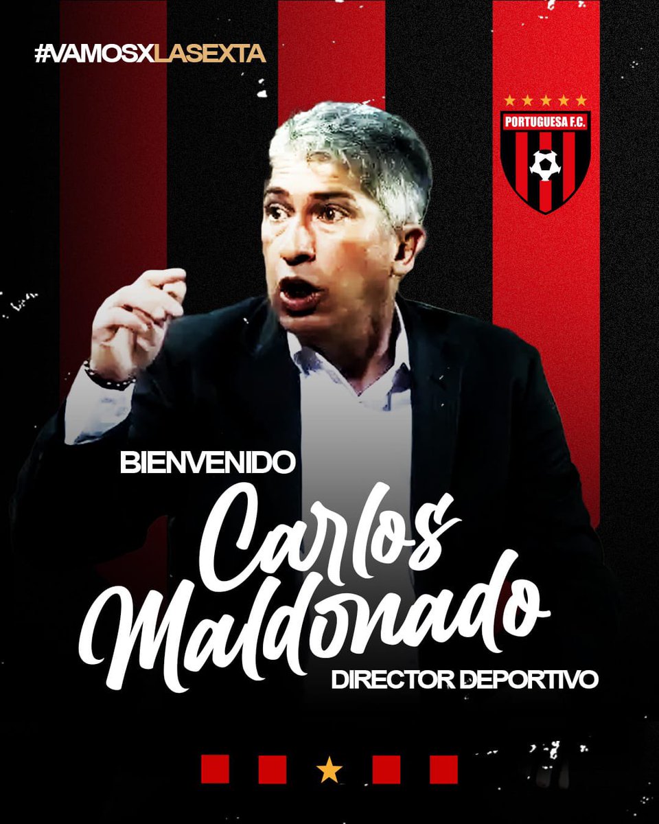 Portuguesa_FC's tweet photo. 🔴⚫ Carlos Maldonado se une a las filas del Portuguesa FC como nuevo 𝒅𝒊𝒓𝒆𝒄𝒕𝒐𝒓 𝒅𝒆𝒑𝒐𝒓𝒕𝒊𝒗𝒐 ¡Bienvenido Profe! 

Es nuestro momento para continuar haciendo historia JUNTOS. 

#VamosXLaSexta • https://t.co/L7BXeK6VNa