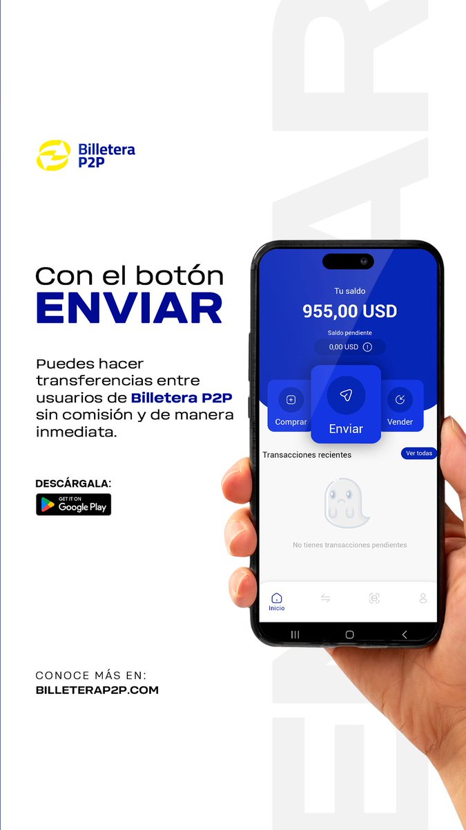 BilleteraBank's tweet photo. ¡Realiza transferencias entre usuarios de Billetera P2P dando clic en el botón ENVIAR!

Con nuestros métodos de envío de dinero seguros, puedes hacer tus transferencias sin comisiones y de manera inmediata. 

En #BilleteraP2P 💵 hacemos tus envíos de dinero fácil, rápido y seguro https://t.co/94fTwZ6nrB