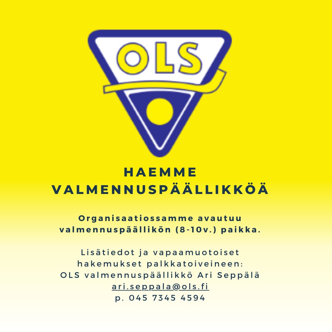 Valmennuspäällikön paikka auki (8-10v.)

Lisätiedot: ols.fi/ajankohtaista/…

Junioritoimintaa tukemassa Pohjolan OP

#olsfutis
#oulu