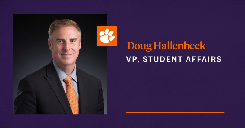 ClemsonUniv's tweet photo. Join us in welcoming Doug Hallenbeck back home to Clemson as our new Vice President of Student Affairs!
