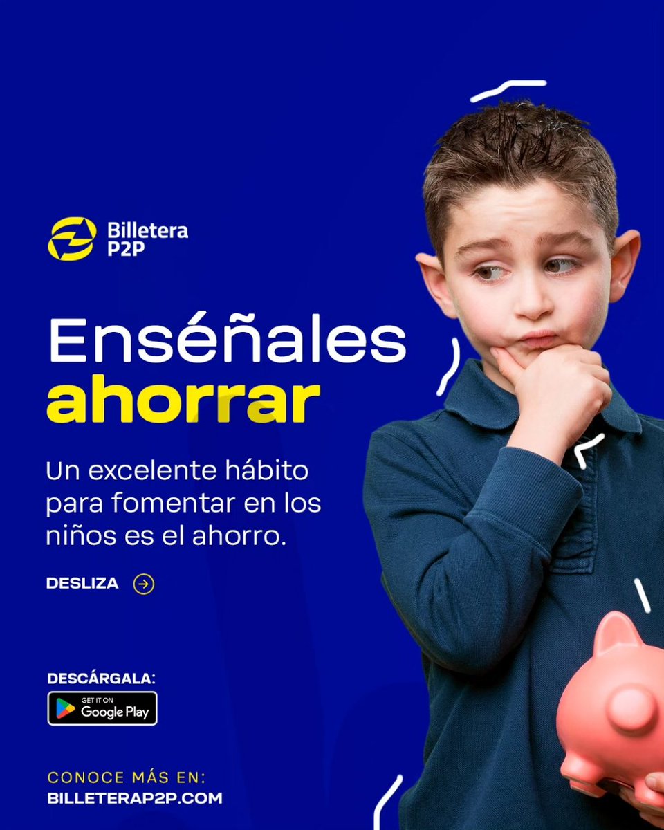 BilleteraBank's tweet photo. ¡Con nuestra #BilleteraP2P, podrás enseñarles a tus hijos la importancia del ahorro de una manera práctica y segura!.

#BilleteraVirtual #Billeteradigital #dolares
#AhorroEnDólares #AhorroSeguro https://t.co/ScT4Zde6pP