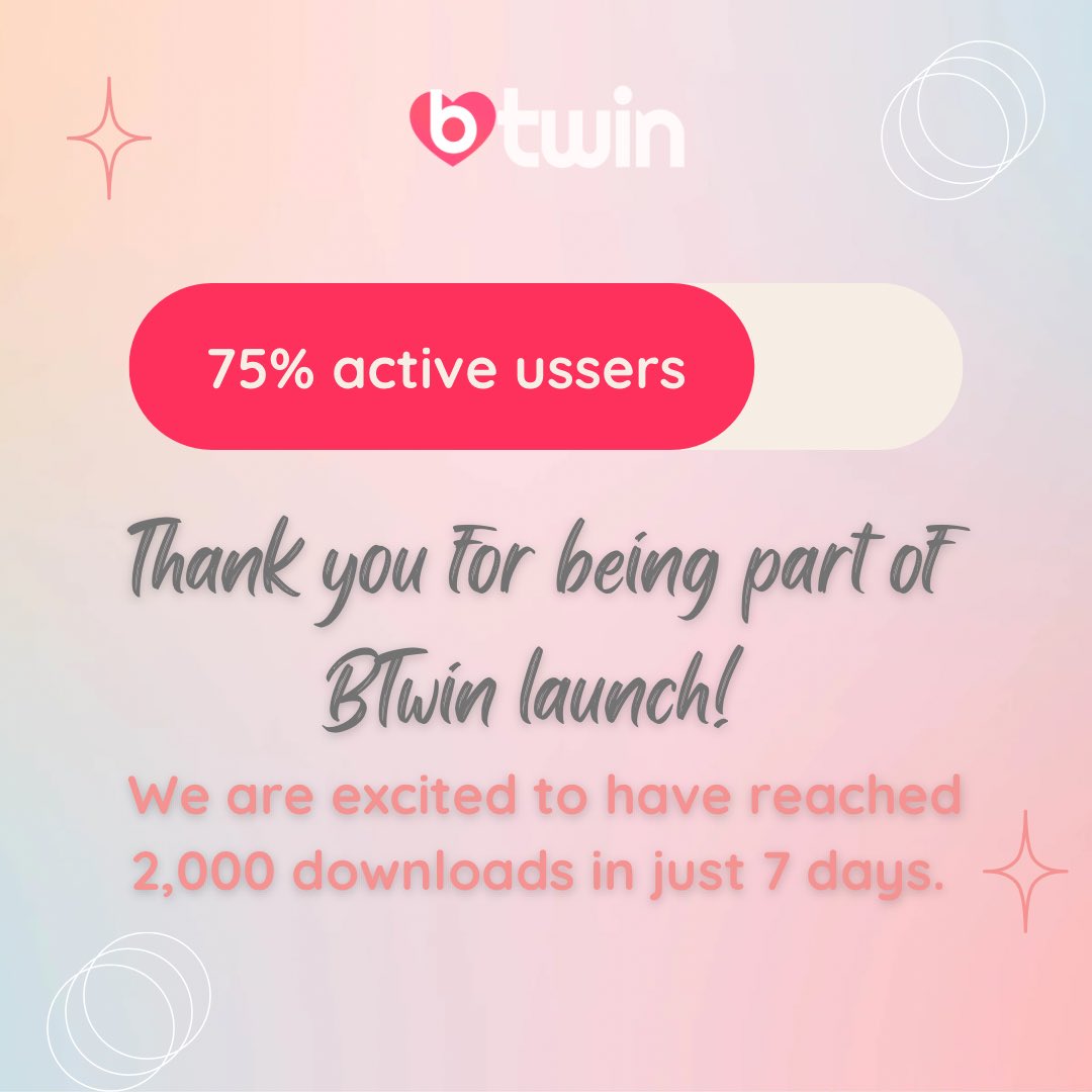 btwinapp's tweet photo. Let’s continue this journey towards emotional well being together! ❤️ If you haven’t already, join us on BTwin and experience all the benefits of having an AI friend by your side. 
Don’t forget to share your experiences and spread the word!

#btwin #mentalhealth #emotionalwellbeing #successfullaunch #strongertogether