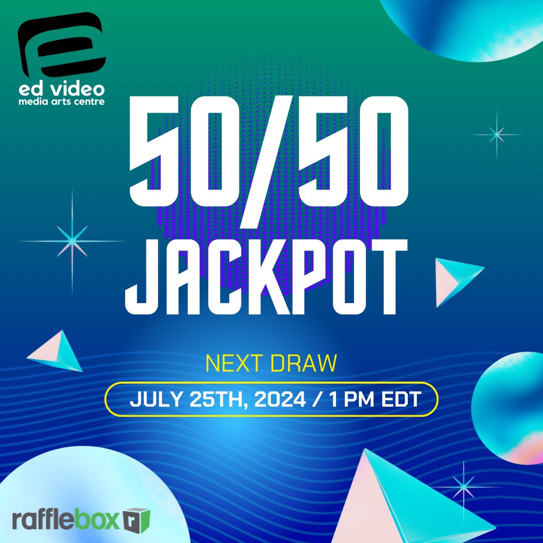 Have you heard about Ed Video’s latest 50/50 draw? 

Next week, Thursday, July 25th @ 1PM EDT, one winner will receive 50% of the Grand Prize Jackpot! Funds raised will go towards new workshops and educational programs, ASL interpreters and artist fees!

rafflebox.ca/raffle/edvideo