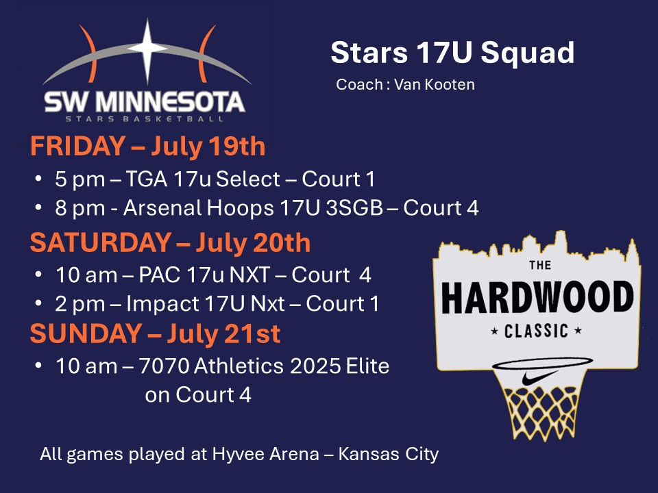 SWMN Stars BBall (@swmnstars) on Twitter photo SW MN Stars 17U team traveling down to KC this weekend to play in quality tournament held at Hyvee Arena. <a href="/HardwoodEvents/">Hardwood Events</a> Looking forward playing quality competition and competing together at high level. #AO1 #StarsFam SW MN Stars 17U team traveling down to KC this weekend to play in quality tournament held at Hyvee Arena. <a href="/HardwoodEvents/">Hardwood Events</a> Looking forward playing quality competition and competing together at high level. #AO1 #StarsFam