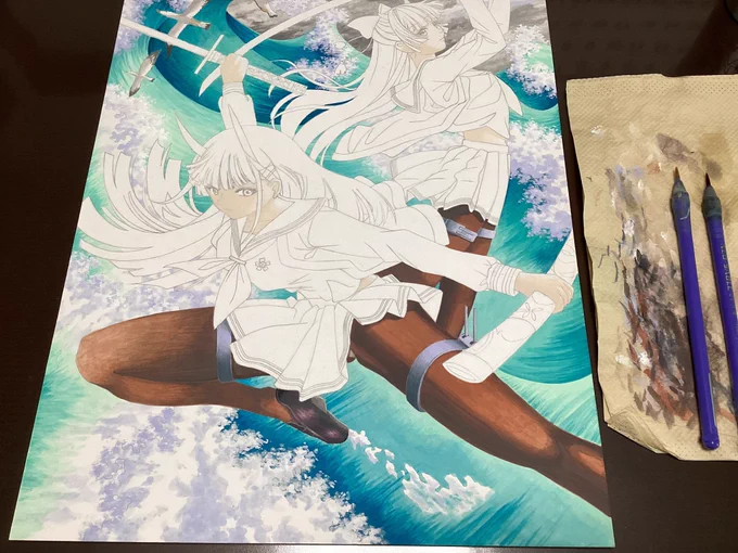 #能代進水日 #能代 能代の記念日ですが、残念ながら私が作画しているアズールレーン能代の完成は、来月。さて、デザインしたATDAN先生は、本日の事に気付くでしょうか。 