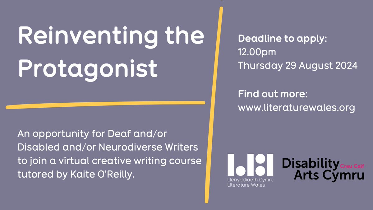 Literature Wales (@litwales) on Twitter photo Did you see the news? Applications are now open for our virtual course for Deaf and/or Disabled and/or Neurodivergent writers. 📢
Join us tomorrow (24 July) for an informal virtual drop-in session to ask us anything!
eventbrite.co.uk/e/reinventing-… <a href="/DACymru/">Disability Arts Cymru</a> <a href="/kaiteoreilly/">Kaite O'Reilly</a> Did you see the news? Applications are now open for our virtual course for Deaf and/or Disabled and/or Neurodivergent writers. 📢
Join us tomorrow (24 July) for an informal virtual drop-in session to ask us anything!
eventbrite.co.uk/e/reinventing-… <a href="/DACymru/">Disability Arts Cymru</a> <a href="/kaiteoreilly/">Kaite O'Reilly</a>