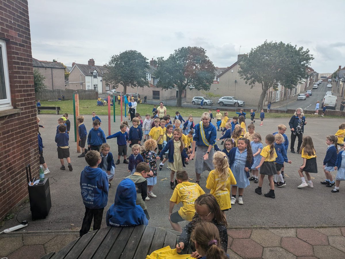 southwalneyinf's tweet photo. What an emotional morning as we said Goodbye to our wonderful Miss Thomson. There were songs, cards and lots of dancing as well as a few tears. We thank her for all she has done for our school over the years and send her off with #SWINS love and good wishes for the future. 💙💛 https://t.co/Q1oIpVQF7k