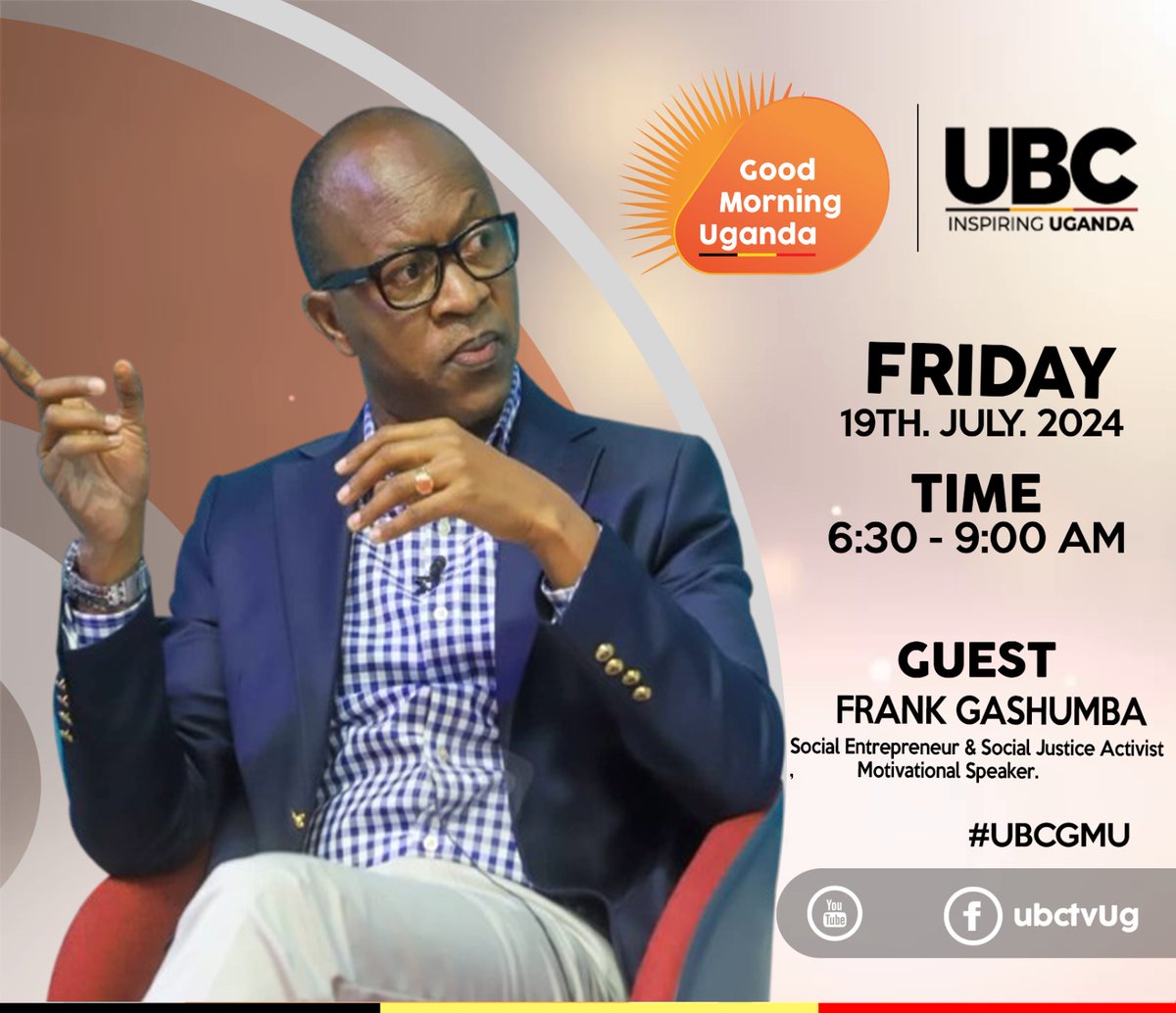 FrankGashumba's tweet photo. My maiden appearance on Good Morning Uganda, 
Tomorrow Morning!
@ubctvuganda 
@adam_kungu 
@IvanMuganga5 
@kabandamajwega 
@Afriquie 
@MuzeeyiNgarambe 
@Kayera256 
@CAbavandimwe 
@Ntalepaul3 https://t.co/4KrNbvVchc