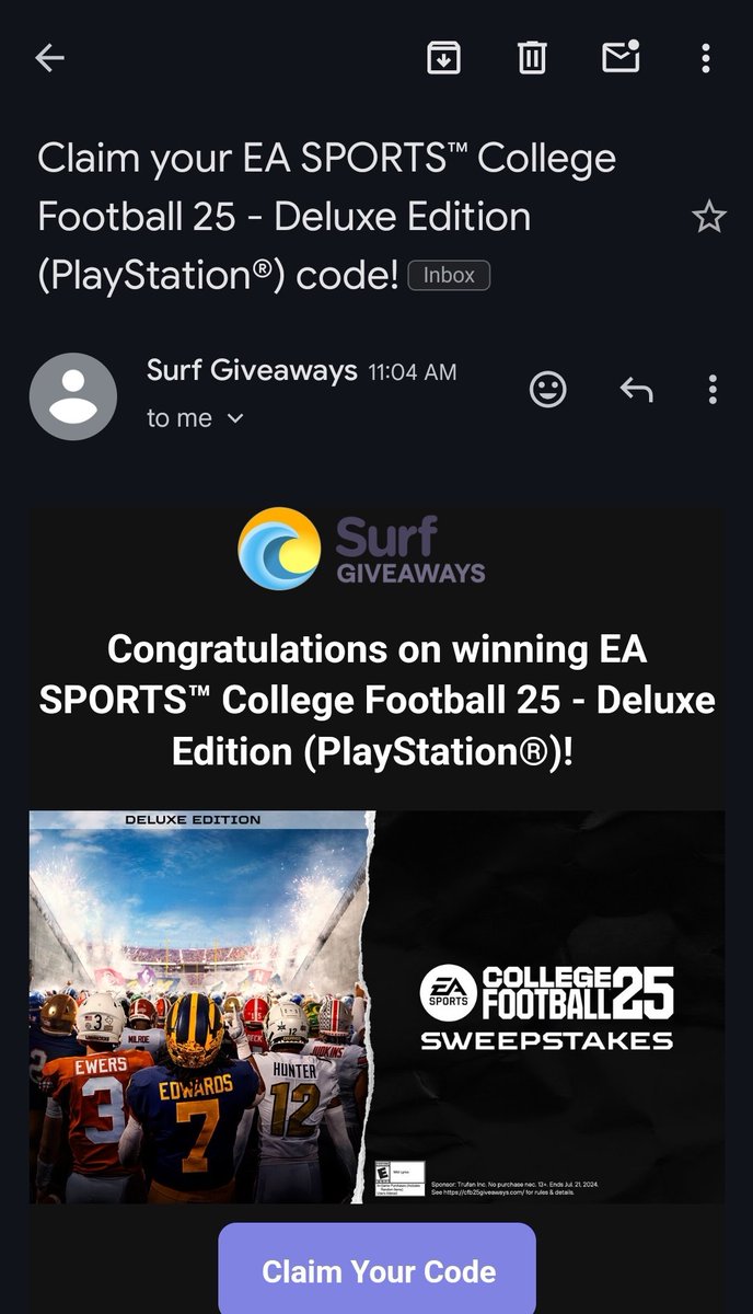<a href="/surfgiveaways/">Surf Giveaways</a> <a href="/EASPORTSCollege/">EASPORTSCollege</a> Lucky winner! Thank you so much!