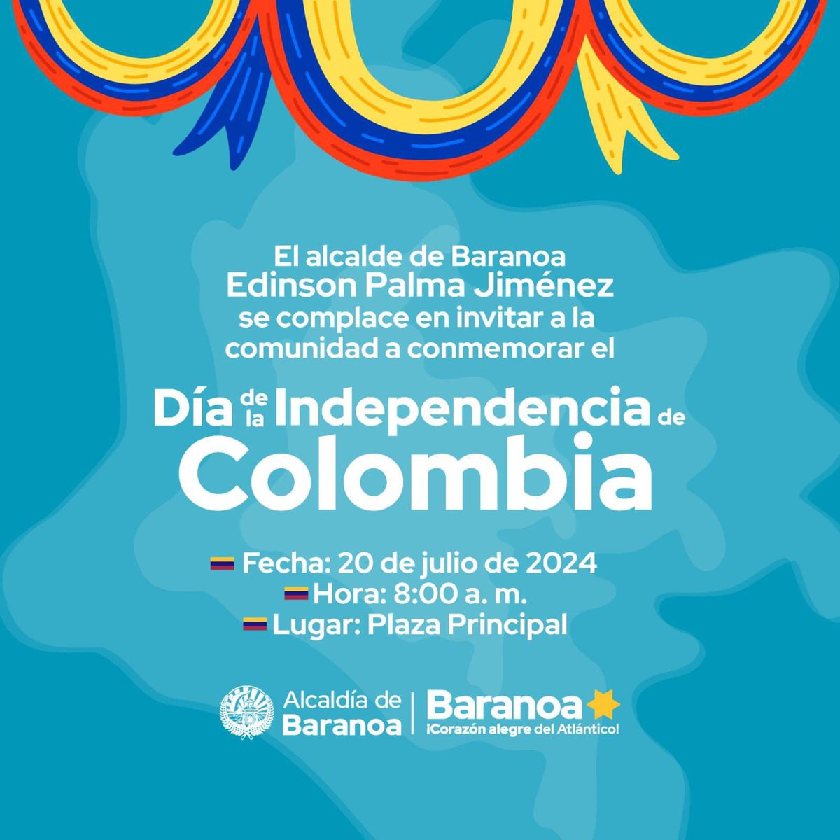 🇨🇴¡Se acerca el día en que conmemoramos la independencia de Colombia! Por eso, los esperamos desde las 8:00 a.m. en la plaza principal para iniciar un gran recorrido hasta el barrio 20 de Julio, donde llevaremos a cabo los actos y la programación establecida.