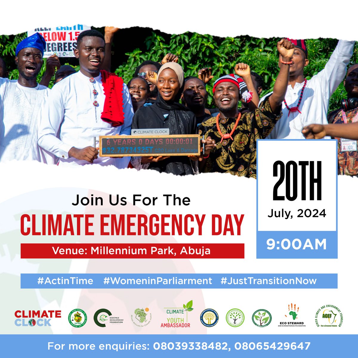 bbmachina's tweet photo. Join us for a memorable climate emergency day 2024 commemoration in Nigeria’s federal capital territory.

There is no doubt that our planet is undergoing a triple Planetary crisis of climate change biodiversity loss and waste pollution.

The #climateclock will tick below 5 years https://t.co/5tfaZybvgF