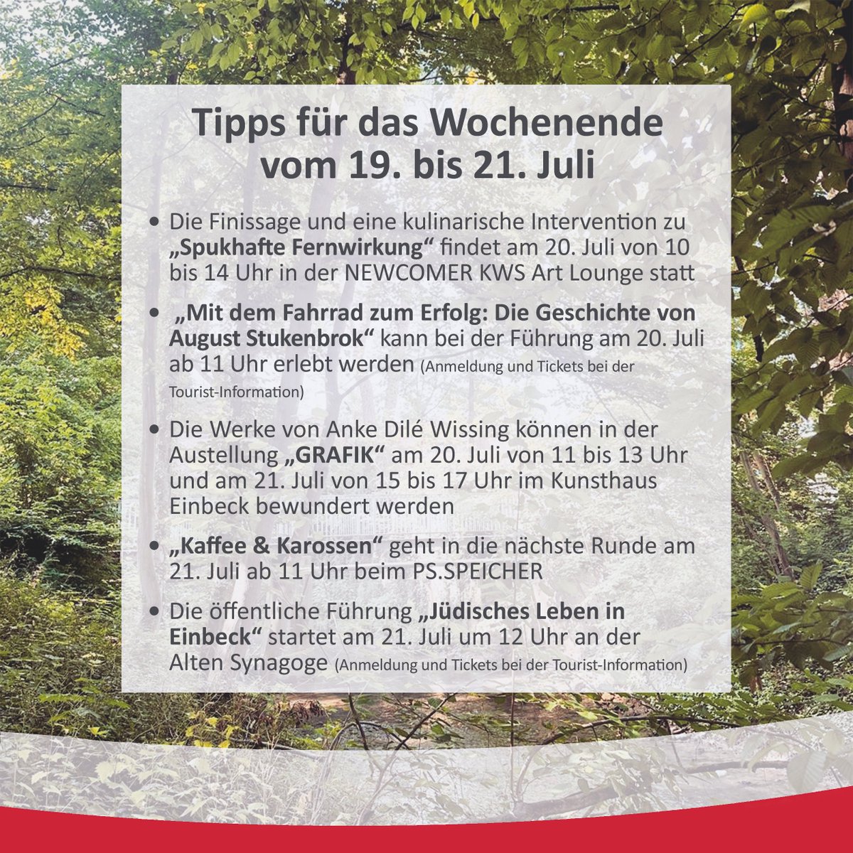 EMGmbH's tweet photo. 💦Abkühlung gefällig? Die steigenden Temperaturen🥵 am Wochenende sind der perfekte Zeitpunkt, um mal wieder das Einbecker Freibad zu besuchen! Weitere Tipps fürs Wochenende haben wir euch im Bild zusammengestellt.
Genießt das schöne Sommerwetter☀️

#Einbeck #Einbeckerleben https://t.co/RFpoAc0Xrw