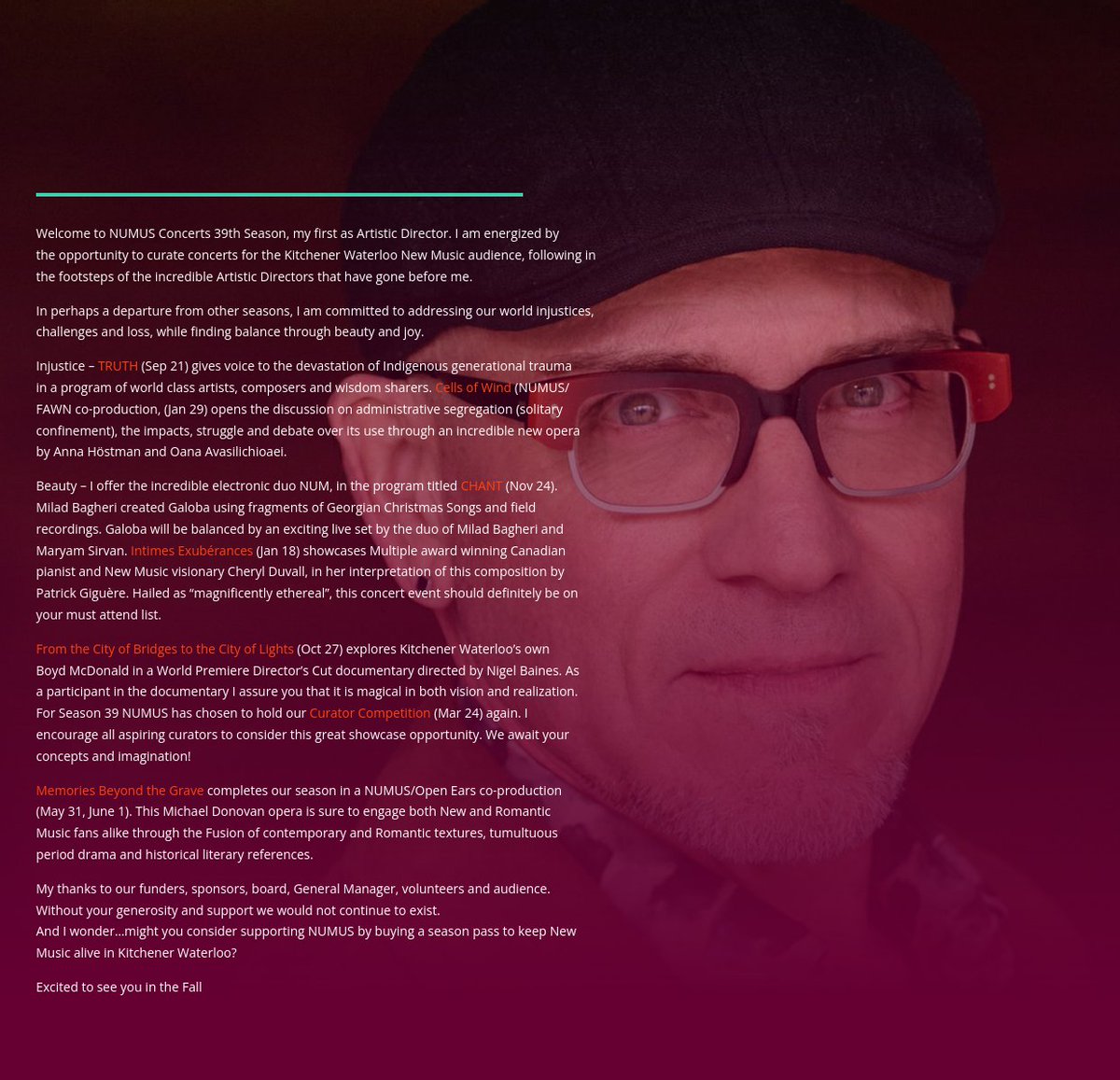 LeschetizkyO's tweet image. What's new from our membership? Follow Guy Few's list of upcoming concerts at NUMUS as the group's new lead as artistic director.  More information at numus.on.ca