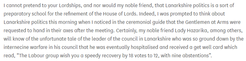 A lot happened yesterday but this quote from John Reid in the Lords is a belter 😂