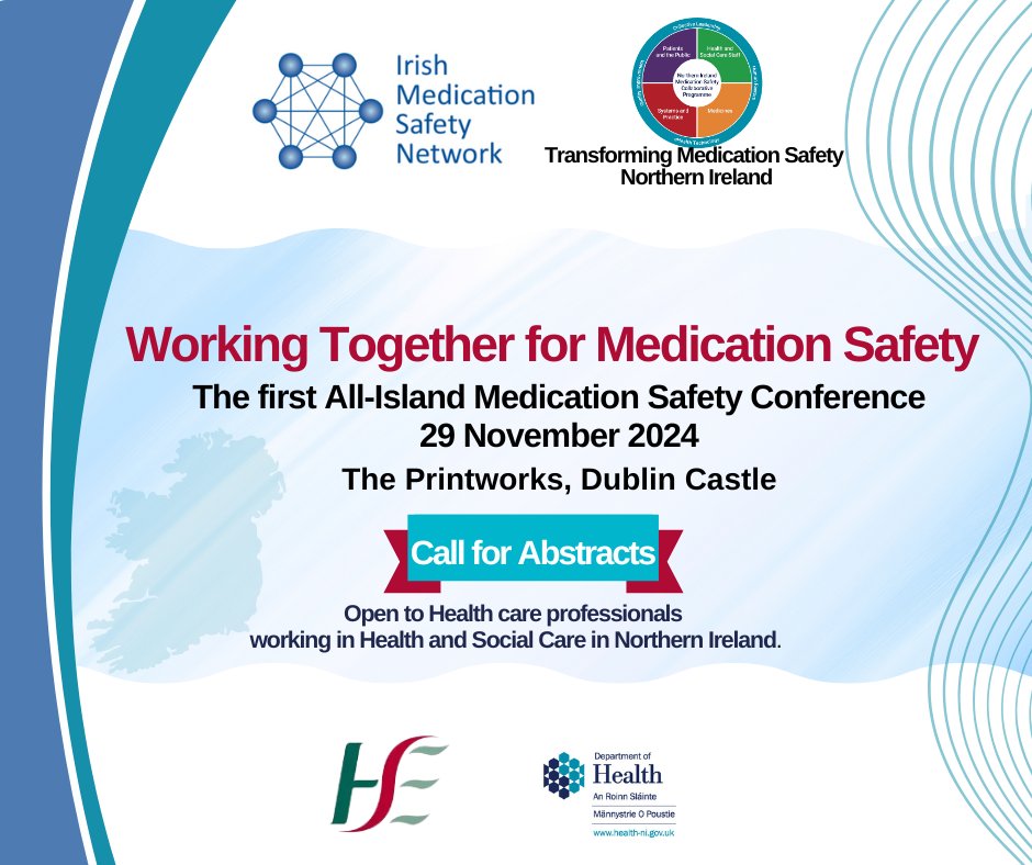 Health and Social Care Northern Ireland (@hsc_ni) on Twitter photo Are you currently working on a Medication Safety Initiative? If yes, we are inviting you to showcase your work to an audience of professionals.
Enter at bit.ly/MedicationSafe…
before 5 September.
For more information imsn.ie/conference/
Email: medicine.safety@hscni.net Are you currently working on a Medication Safety Initiative? If yes, we are inviting you to showcase your work to an audience of professionals.
Enter at bit.ly/MedicationSafe…
before 5 September.
For more information imsn.ie/conference/
Email: medicine.safety@hscni.net