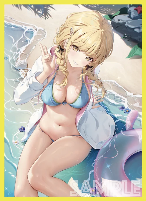 C104/エア夏コミ 新作発表㉕ 藤田ことね(水着) の スリーブ や プレイマットになります! イラストレーターは ほうき星() 様です。