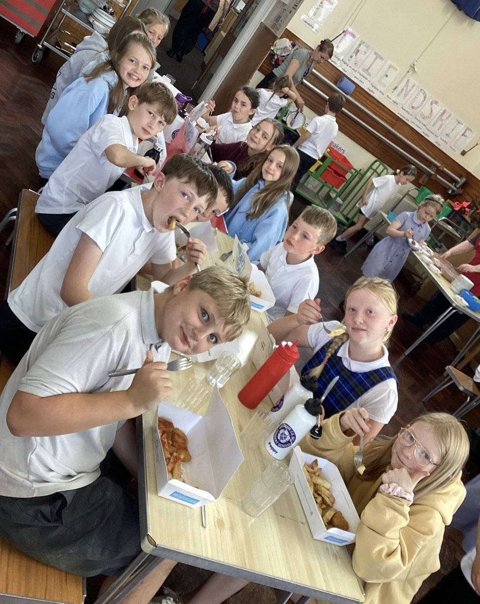 Y6 Leavers fish and chip lunch-thank you PTA! 🐟🍟