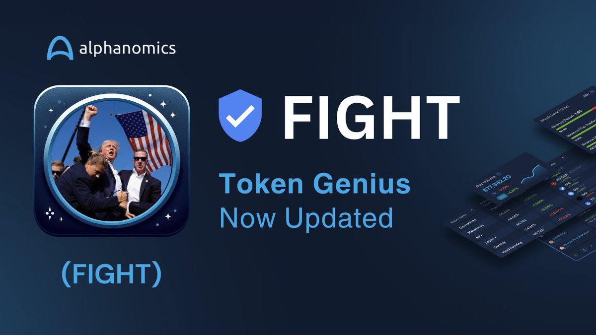 Alphanomics_io's tweet photo. 📢 $FIGHT on @ethereum has now officially updated its Token Genius Profile on Alphanomics! 

Access the @Fight2Maga community with their social links and explore its on-chain stats like:  

💧Top Holders &amp; Whales 
💧Smart Money Flows
💧Fresh Wallet Flows  

And so much more!💧 https://t.co/xUC6iizB69