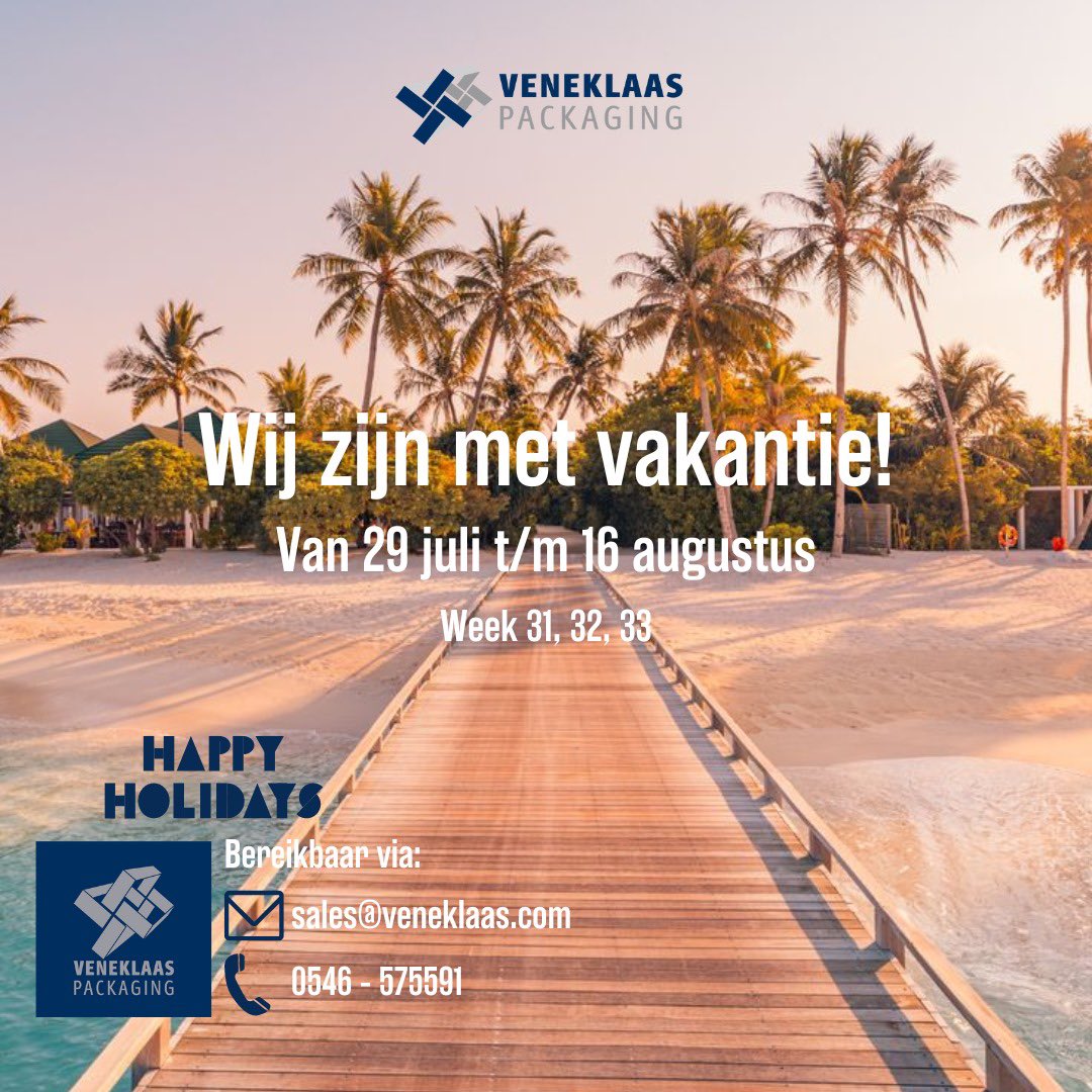 Ook zo’n zin in de vakantie? 🏝️🗺️ 

Wij pakken binnenkort de koffers in om te genieten van onze vakantie. 
Ons magazijn is hierdoor in week 31 t/m 33 gesloten.
Wij blijven per mail en telefoon voor u bereikbaar. 

#vakantie #zomer #bouwvak #openingstijden #holiday #urlaub
