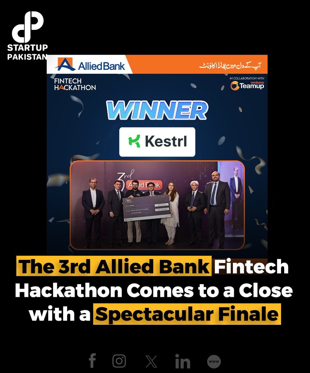 PakStartup's tweet photo. The 3rd Allied Bank Fintech Hackathon comes to a close with a spectacular finale.
To learn more visit https://t.co/SuPnocqIpi
Read More: https://t.co/pXausai6qj
#ALLIEDBANK #FINTECHPAKISTAN #ABLHACKATHON https://t.co/PKeFgZCvpx