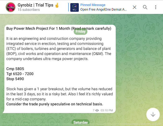 GyrobizTweets's tweet photo. Power Mech Trade up by 4% in 4 days !!🔥🔥
#swingtrading #btst #advises #tips #trading #momentumtrading https://t.co/0GKcwNCubK