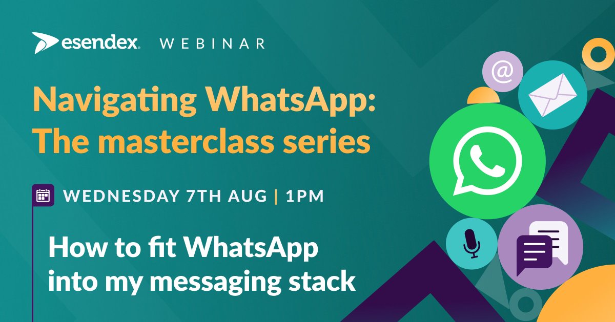 We're back with another WhatsApp masterclass! 

🎓: Navigating WhatsApp: How to fit WhatsApp into my messaging stack?
⏰: Wednesday 7th August, 13:00 BST

Don't miss out...
hubs.ly/Q02GNKZ-0
#whatsapp #masterclass #webinar #sms #mobilemessaging #omnichannel