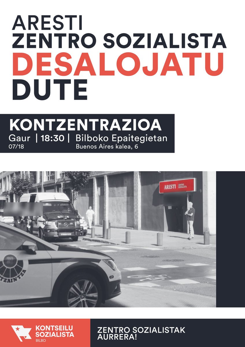 EcuadorEtxea's tweet photo. !URGENTE¡ 🚨La #Ertzaintza y la #Policía desalojan sin previo aviso el Centro Socialista Aresti ubicado en Deusto #Bilbao 📢 @Kontseilua_Bilb @EHKSozialista llaman a movilizarse esta tarde a las 18:30 desde los Juzgados (C/Buenos Aires 6) https://t.co/FTwzaKaGQE https://t.co/W4o4slKzbG