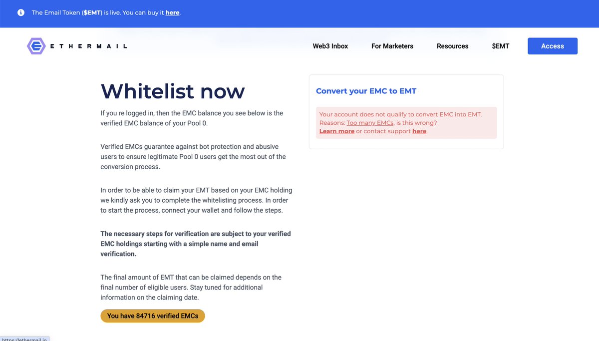 nftmufettisi's tweet photo. Scam alert 🚨🚨🚨🚨🚨🚨 @ethermail_io 

They marketed with the promise of an airdrop and after collecting investors for years, they stole users' rights with the reason "Your account does not qualify to convert EMC into EMT. Reasons: Too many EMCs."

This is fraud.

I will investigate the identity of the team and initiate legal proceedings

They will learn that they cannot steal people's rights with cheap scam tactics