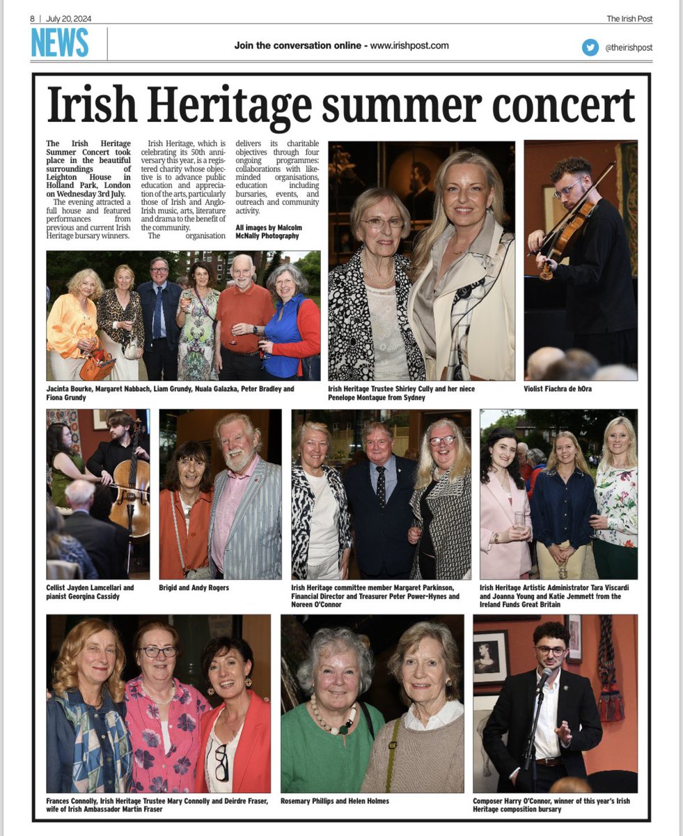 Irish Heritage (@heritageirish) on Twitter photo Thanks to the <a href="/theirishpost/">The Irish Post</a> for their coverage of our summer concert - be sure to pick up your copy this week! Thanks to the <a href="/theirishpost/">The Irish Post</a> for their coverage of our summer concert - be sure to pick up your copy this week!